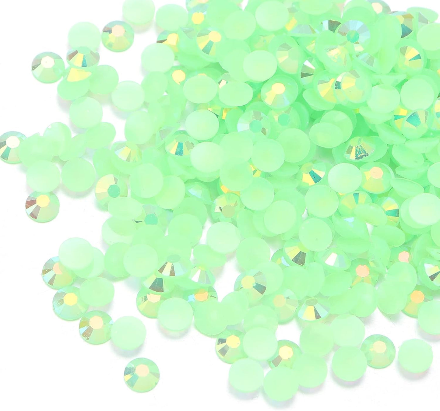 Multi Size 3mm 4mm 5mm Rhinestones Set for Nails Crafts Light Green Non Hotfix Rhinestones Nail Gems Rhinestone Jelly AB&Round Flat Back Resin Rhinestone for Makeup Clothes Shoes Eyes Bottles Crafts