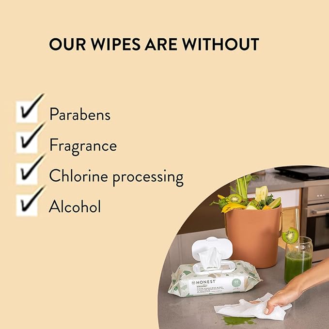 The Honest Company Clean Conscious Multi-Use Wipes | Hypoallergenic + Unscented for Sensitive Skin | Over 99% Water, Compostable, Plant Based, Baby Wipes | Pattern Play, 288 Count