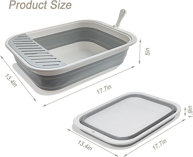 Senior Cat Litter Boxes, Collapsible Open Low Entry Cat Litter Pan - Image 2