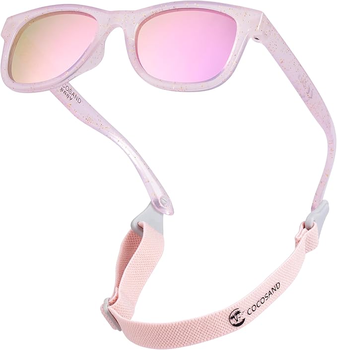 COCOSAND Flexible Baby Sunglasses with Strap Polarized UV Protection for Toddler Infant Newborn Boy Girl Age 0-24 Months