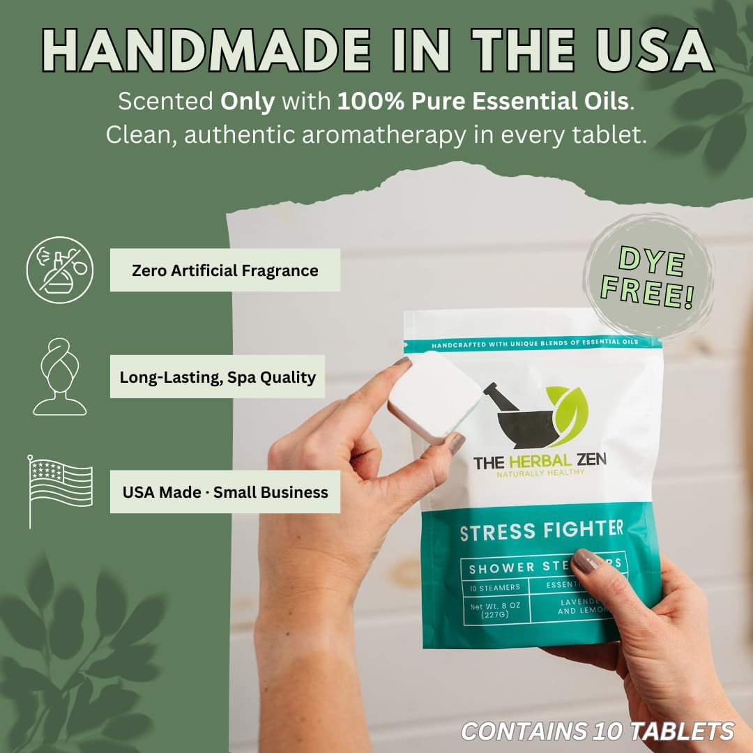 Stress Fighter Shower Steamers Aromatherapy with Essential Oils, Made in The USA Shower Bombs, Shower Bomb Aromatherapy, Relaxing Gifts for Women, Spa Day Gift, Mothers Day Gift