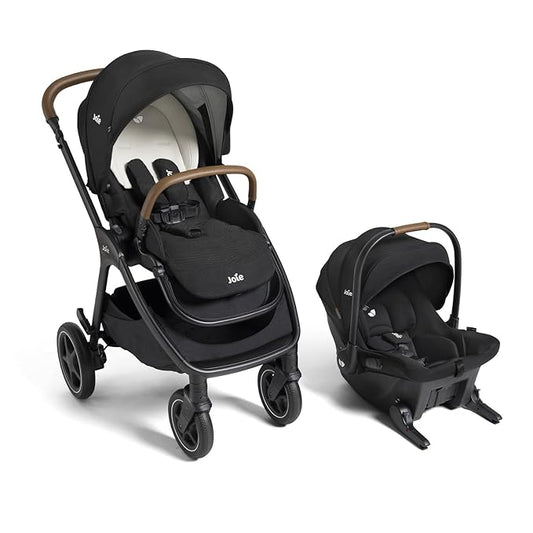 Joie Kava 3-in-1 Stroller and Mint Latch Car Seat Travel System with Reversible Seat, All-Wheel Suspension, and Flex in-Seat Comfort (Shale)