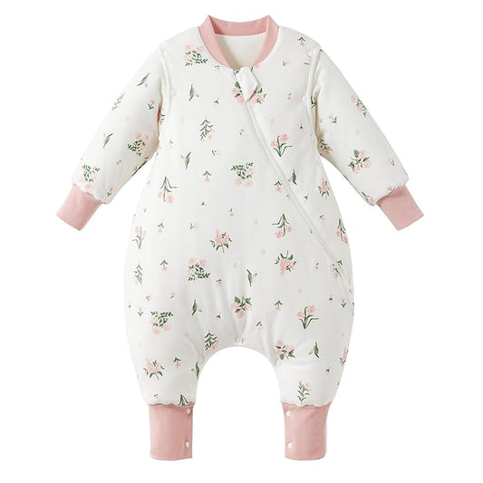 Duomiaomiao 3.5 TOG Toddler Sleep Sack 3-4T 100% Cotton Winter Side Open Zipper Baby Sleep Sack with Feet, Warm Toddler Wearable Blanket