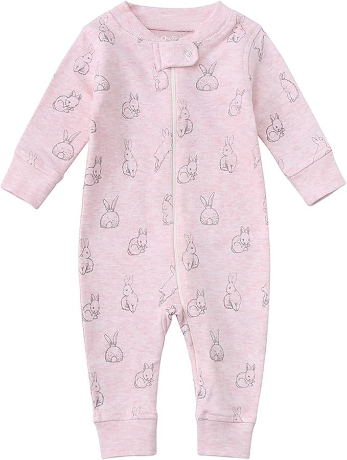 Owlivia Organic Cotton Baby Boy Girl Zip up Sleep 'N Play Pjs, Footless, Long Sleeve
