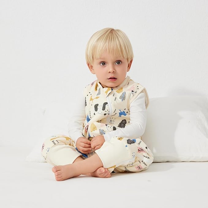 Duomiaomiao 2.5 TOG Toddler Sleep Sack 2-3T 100% Cotton Winter Side Open Zipper Baby Sleep Sack with Feet, Warm Toddler Wearable Blanket