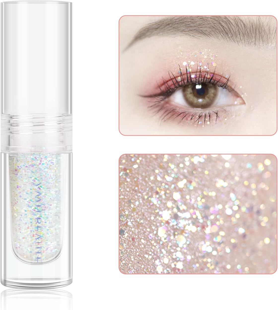 Liquid Glitter Eyeshadow, Pigmented, Long Lasting, Quick Drying, Easy to Apply, Loose Glitter Glue for Eye Crystals Makeup (Transparent Flashing Colorful Sequins 01)