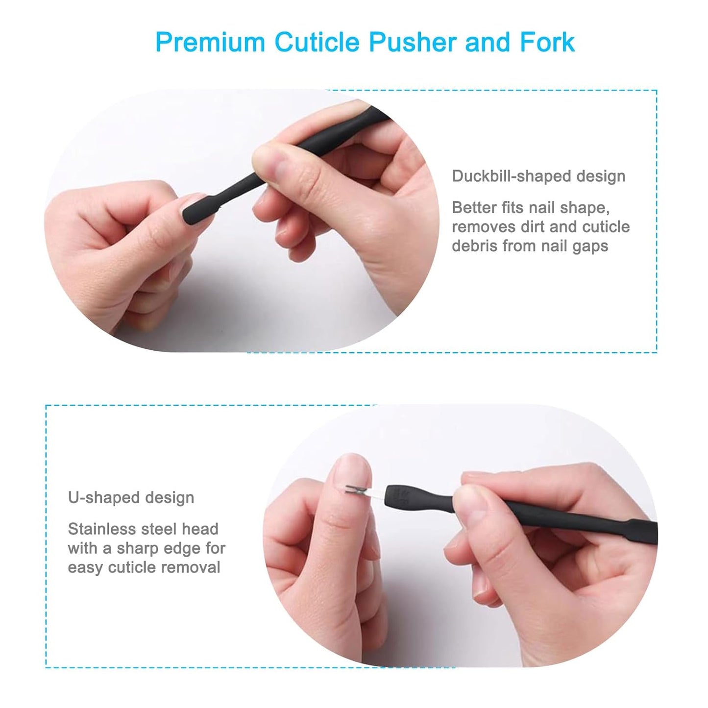 Cuticle Trimmer with Pusher, 3PCS Professional Cuticle Nippers Remover Tool for Women, Premium Stainless Steel Durable Manicure Kit for Fingernails and Toenails