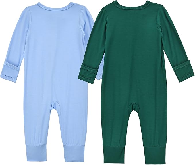 Aablexema Baby Footless Pajamas Zipper with Mitten, Rayon from Bamboo, Infant Long Sleeve Romper Pjs