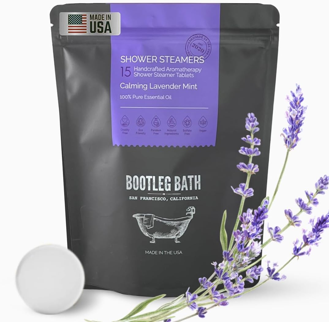 Shower Steamers Aromatherapy Lavender 15 Pack, 100% Pure Essential Oil, All Natural, for Men and Women, Made in USA