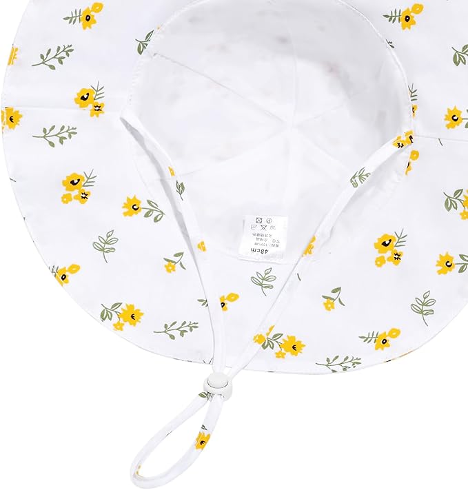 Baby Girl Sun Hat with UPF 50+ Outdoor Adjustable Beach Hat with Wide Brim Bucket Hats