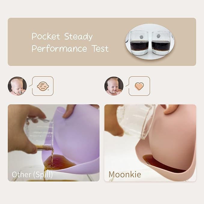 Moonkie Silicone Baby Bibs Set Of 2, BPA Free Soft Adjustable Fit Waterproof Feeding Bibs for Babies and Toddlers(Muted/Pale Mauve)