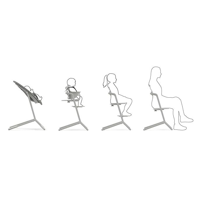Cybex LEMO High Chair 3-in-1 Set with Baby Set + Snack Tray - Modern Design, One-Hand Depth & Height Adjustment & Anti-Tip Wheels - from 6 Months, Convertible to Adult Chair, Suede Grey