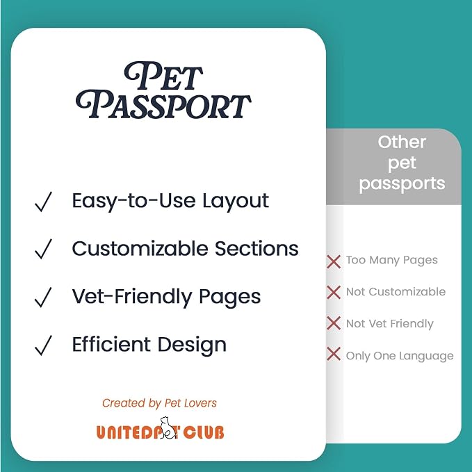 Color Premium PU Leather stitch-sewn US Pet Passport Medical Record - Image 3