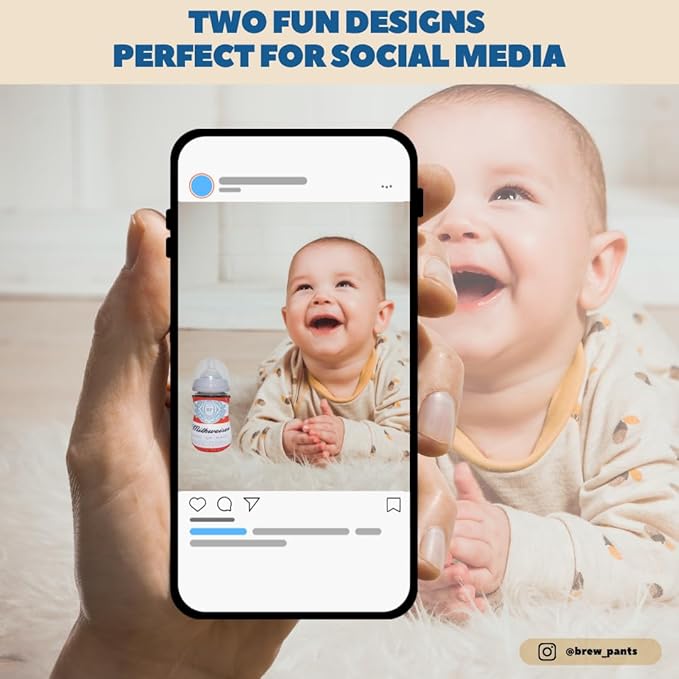 American Beer Themed Coozies for Baby Bottles - Funny Gift for New Parents & Baby Showers - (2 Premium Designed Neoprene Coozies + BPA/Lead/Phthalate Free Bottle Included)