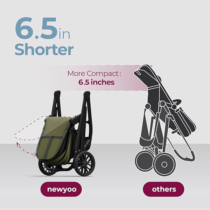 newyoo Bassinet Stroller for Newborn, Nestro 516M, Baby/Infant Strollers w Convertible/Reversible Seat & Cup Holder, Coches para Bebes, 2-in-1 Rear-Facing Pram, One-Hand Quick Fold, Green