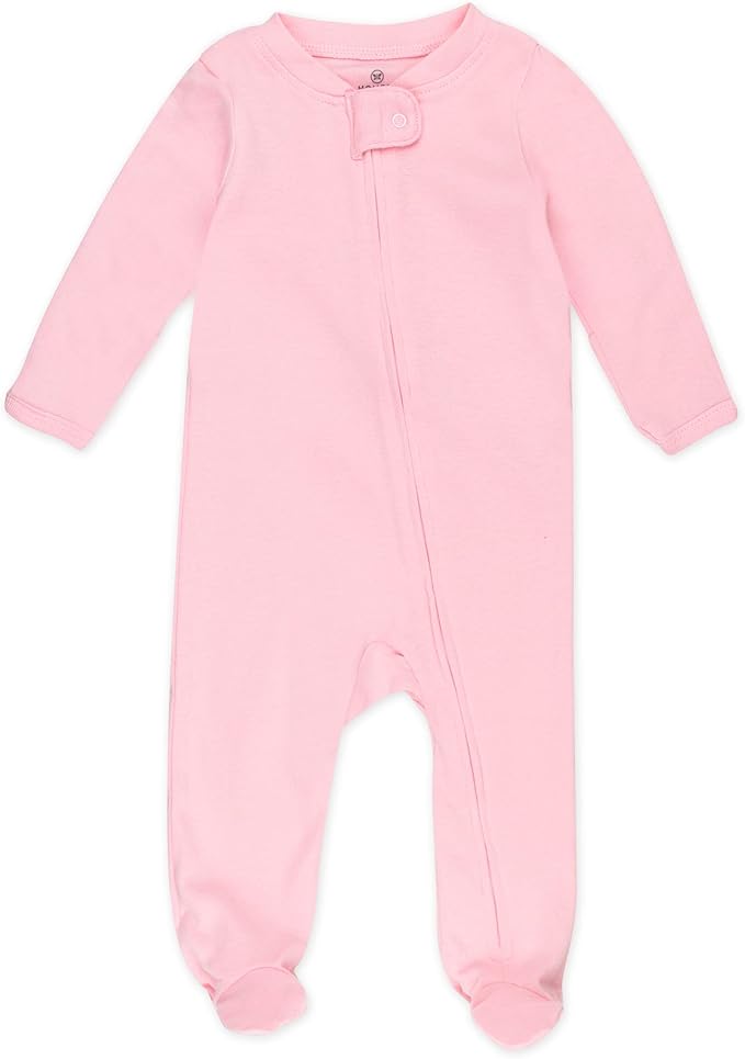 HonestBaby Sleep and Play Footed Pajamas One-Piece Sleeper Jumpsuit Zip-Front PJs 100% Organic Cotton for Baby Girls