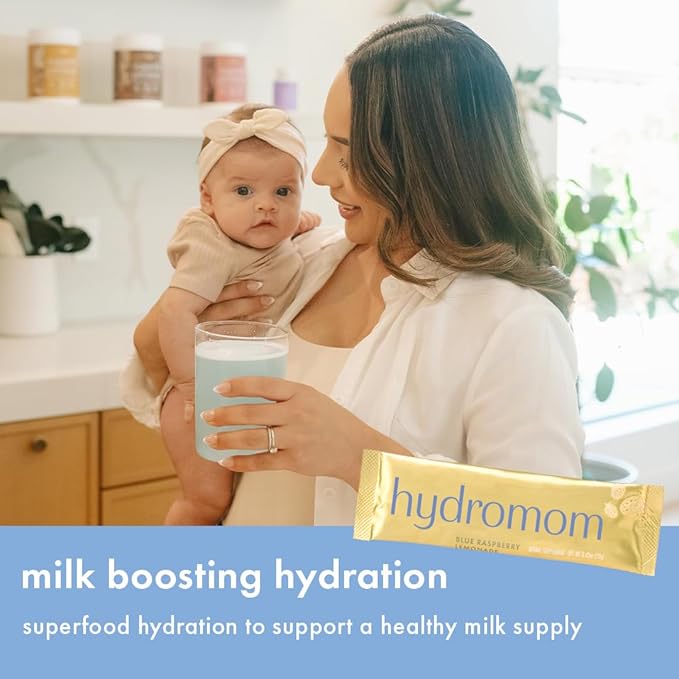 Boobie Hydromom Superfood Electrolyte Drink Mix, Blue Raspberry Lemonade | Refreshing Energy & Hydration Boost for Mamas | On-The-Go & Travel Essentials for Pregnancy, Lactation, & Beyond, 10 Packets