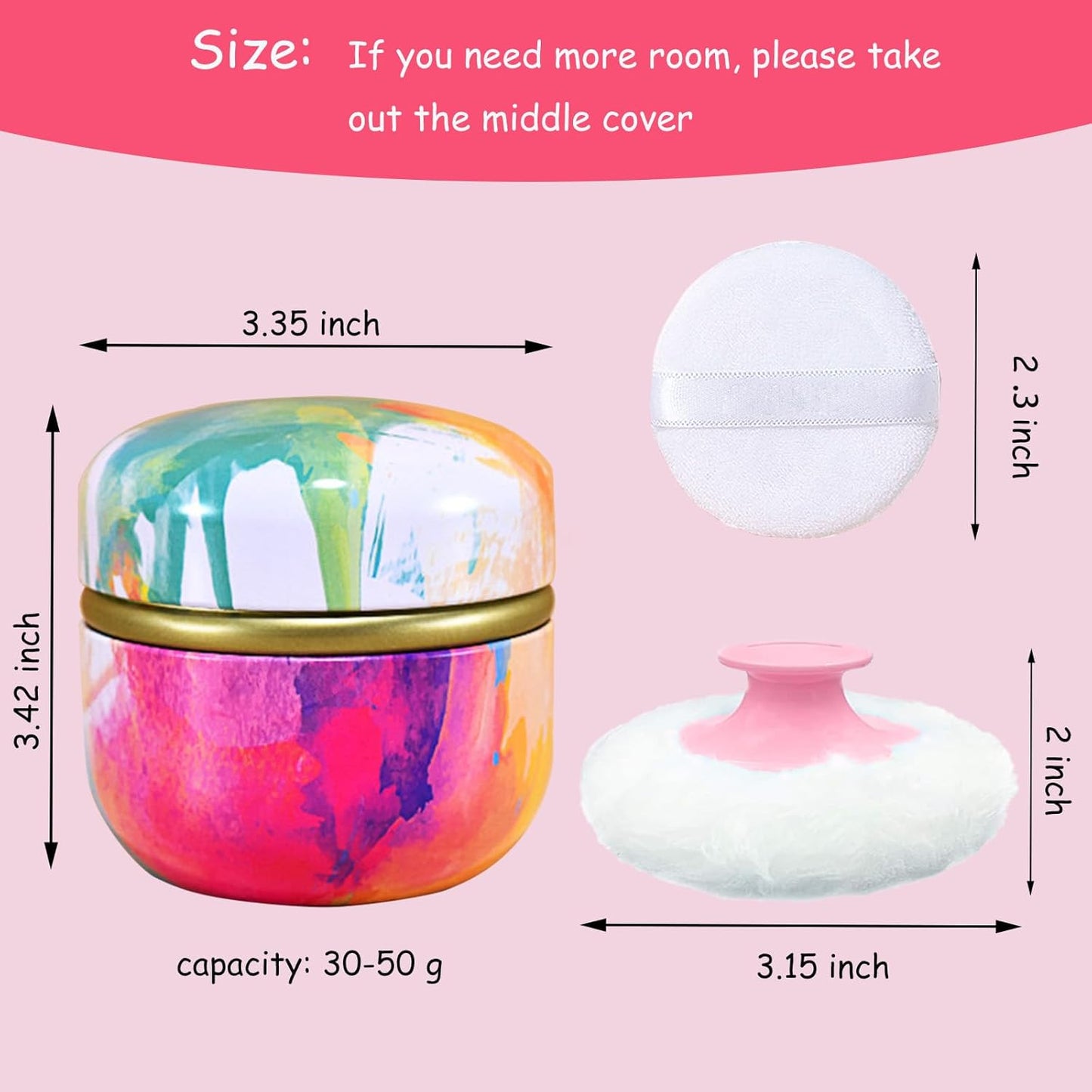 Body Powder Puff and Container for Dusting Powder, Women Powder Puff and Powder Case for Bath and Travel (Abstractionism)