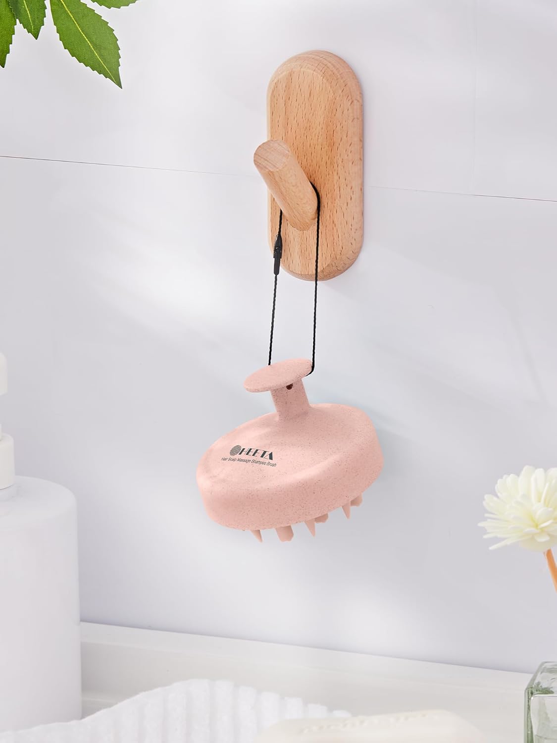 HEETA Hair Scalp Massager for Hair Growth, Shampoo Brush, Scalp Scrubber Exfoliator with Soft Silicone Bristles for Dandruff Removal to Relieve Stress, Wet Dry Use Updated Material, Pink