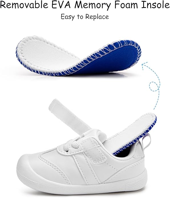 Baby Shoes Boys Girls Barefoot Wide Toe Box Zero Drop First Walkers PU Leather Nonslip Toddler Sneakers for 6-24 Months Infant Walking,Running,Crawling
