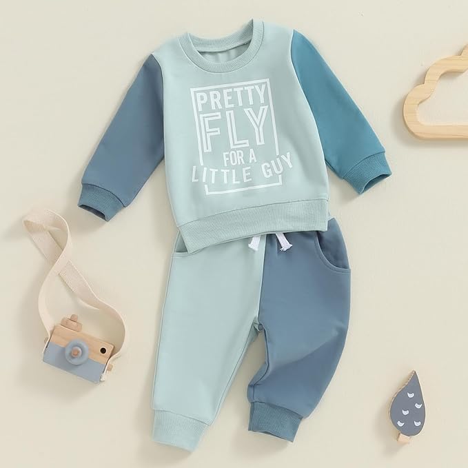 Toddler Baby Boy Fall Winter Outfit Long Sleeve Letter Print Sweatshirts and Jogger Pants Infant Boy Clothes