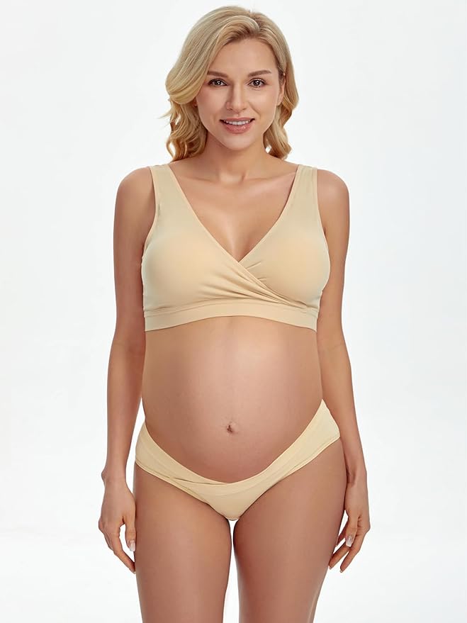Angelhood 6 Pack Womens Cotton Maternity Underwear,Healthy Maternity Pregnancy Panties Postpartum Mother Under Bump Underwear