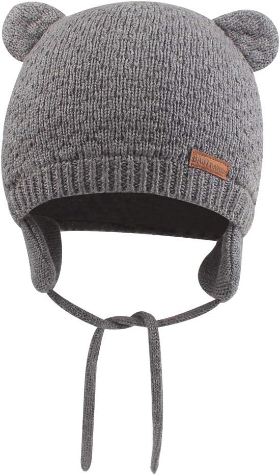 BAVST Baby Beanie Hat for Winter with Earfalp Cute Bear Kids Toddler Girls Boys Warm Knit Cap 0-2Years