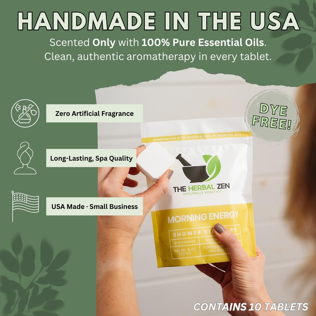 Morning Energy Shower Steamers Aromatherapy with Peppermint and Lemon Essential Oils Shower Bomb Aromatherapy, Spa Day Gifts, Self Care Gift, Birthday Gifts for Women and Men, Mothers Day Gift