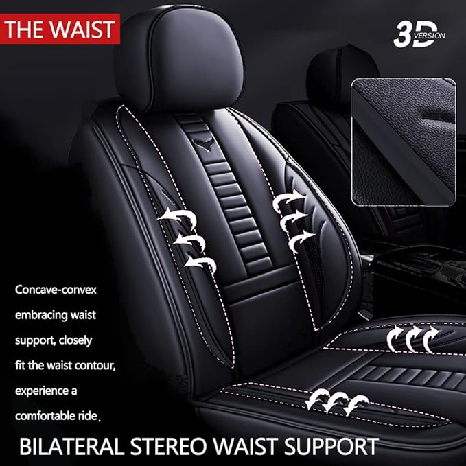 Luxury 2 Seats Car Seat Covers Protectors for Suzuki 1999-2025 95% Models, Back Storage Bag Design & Headrest Pillow & Lumbar Support Black & Black Line