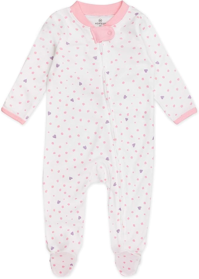 HonestBaby Sleep and Play Footed Pajamas One-Piece Sleeper Jumpsuit Zip-Front PJs 100% Organic Cotton for Baby Girls