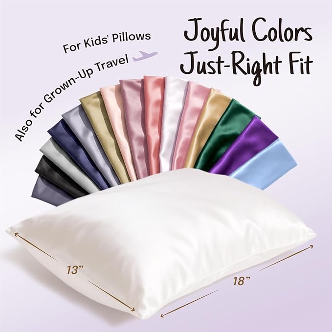 OLESILK 100% Mulberry Silk Toddler Pillowcase for Hair and Skin, Both Sides 19 Momme Pure Natural Silk Travel Pillow Cases with Hidden Zipper, 13"x 18", Gold