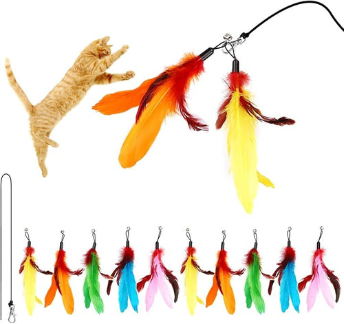 11PCS Cat Feather Toys Refills, Interactive Cat Wand Toy Replacement - Image 2