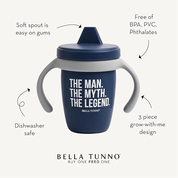 Bella Tunno Sippy Cup, Silicone Training Cup with Transition Handles for Infants, Toddlers & Kids, Babies 6-12 Months & Toddlers 1-3 Years, Boys & Girls, Tall Drink of Water, 8 oz