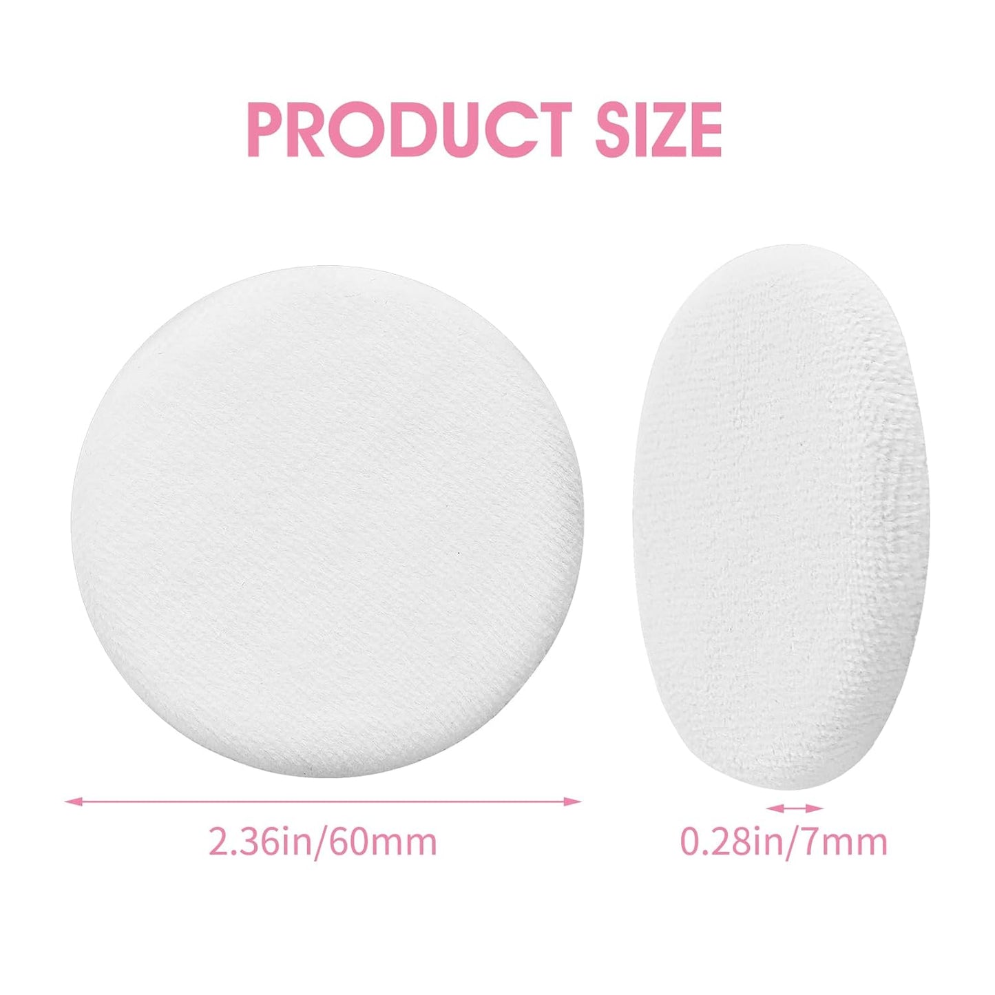 24PCS Makeup Powder Puffs Pink Cotton Powder Puffs Round Powder Puff for Makeup Face Powder Velour Puffs for Loose Powder Washable (White-24pcs)