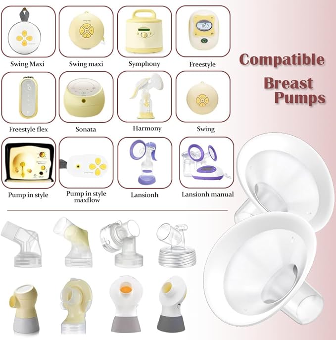 2pcs 16mm Soft Rim Flanges with 106 Degree Wider Opening Angle for Medela Breast Pump, PersonalFit, Freestyle, Maxflow, Freestyle Flex Swing Maxi Connector, Lansinoh Signature Pro