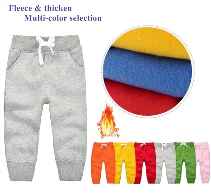 CuteOn Unisex Toddler Jogger Pants Kids Cotton Elastic Waist Winter Baby Sweatpants Pants 1-5Years
