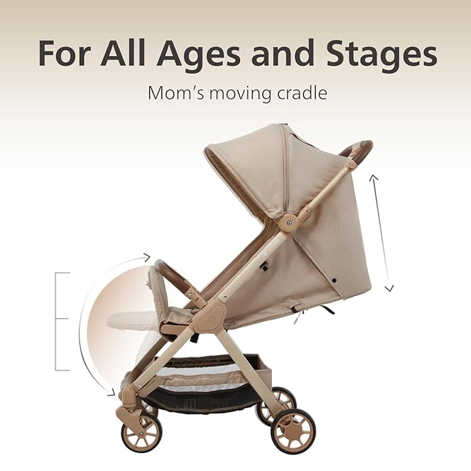 Pika Baby Stroller – Lightweight, Compact, Auto-Folding Design with Adjustable Footrest, UV Canopy, Mesh Window, and Travel Friendly – Perfect for Newborns to 55 lbs