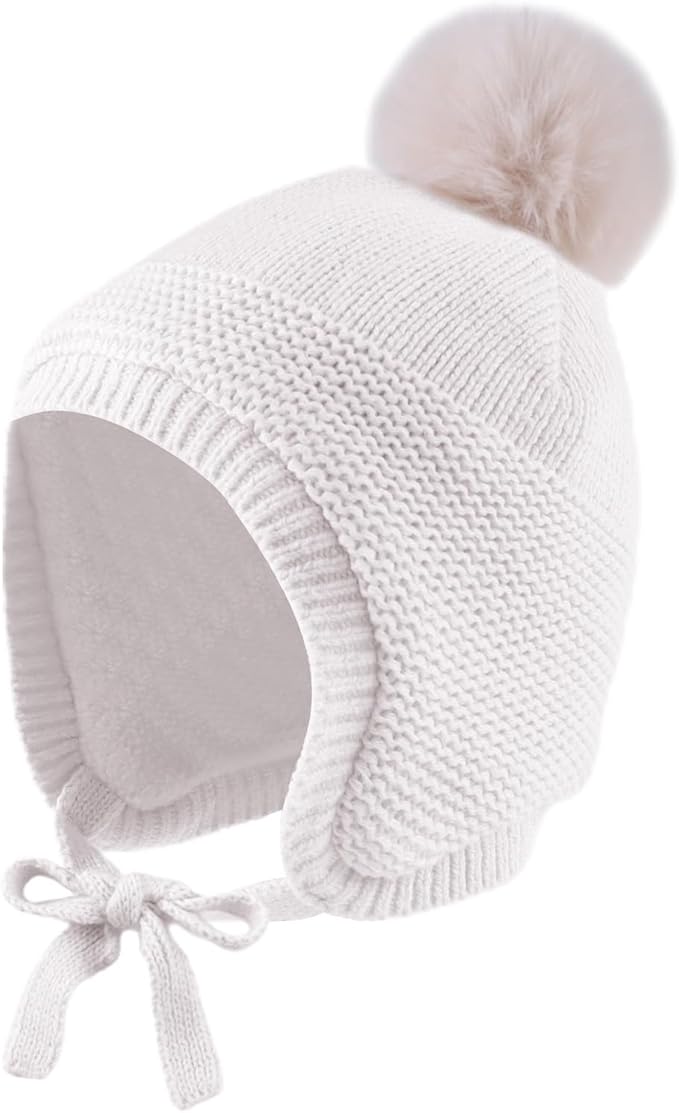 JANGANNSA Basic Winter Baby Boys Beanie Pompom Knitted Girls Hat Kids Earflap Beanies Warm Infant Toddler Hats