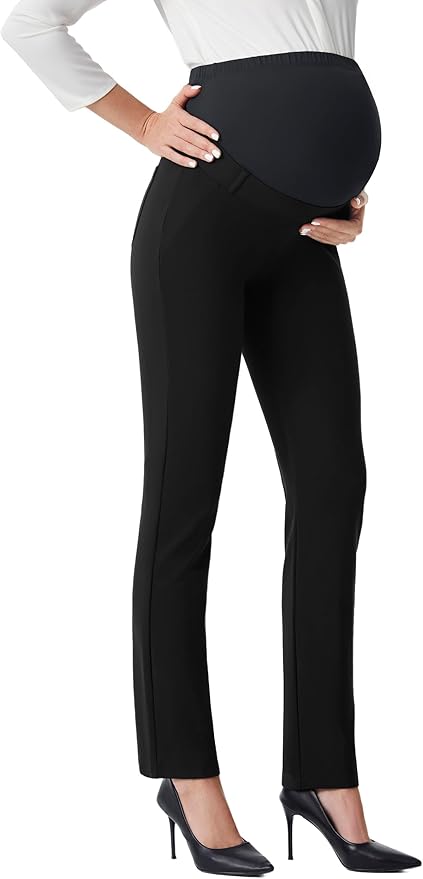 AFITNE Maternity Pants for Work Over The Belly Straight Leg Dress Slacks Strethy Pregnancy Office Casual Yoga Pants