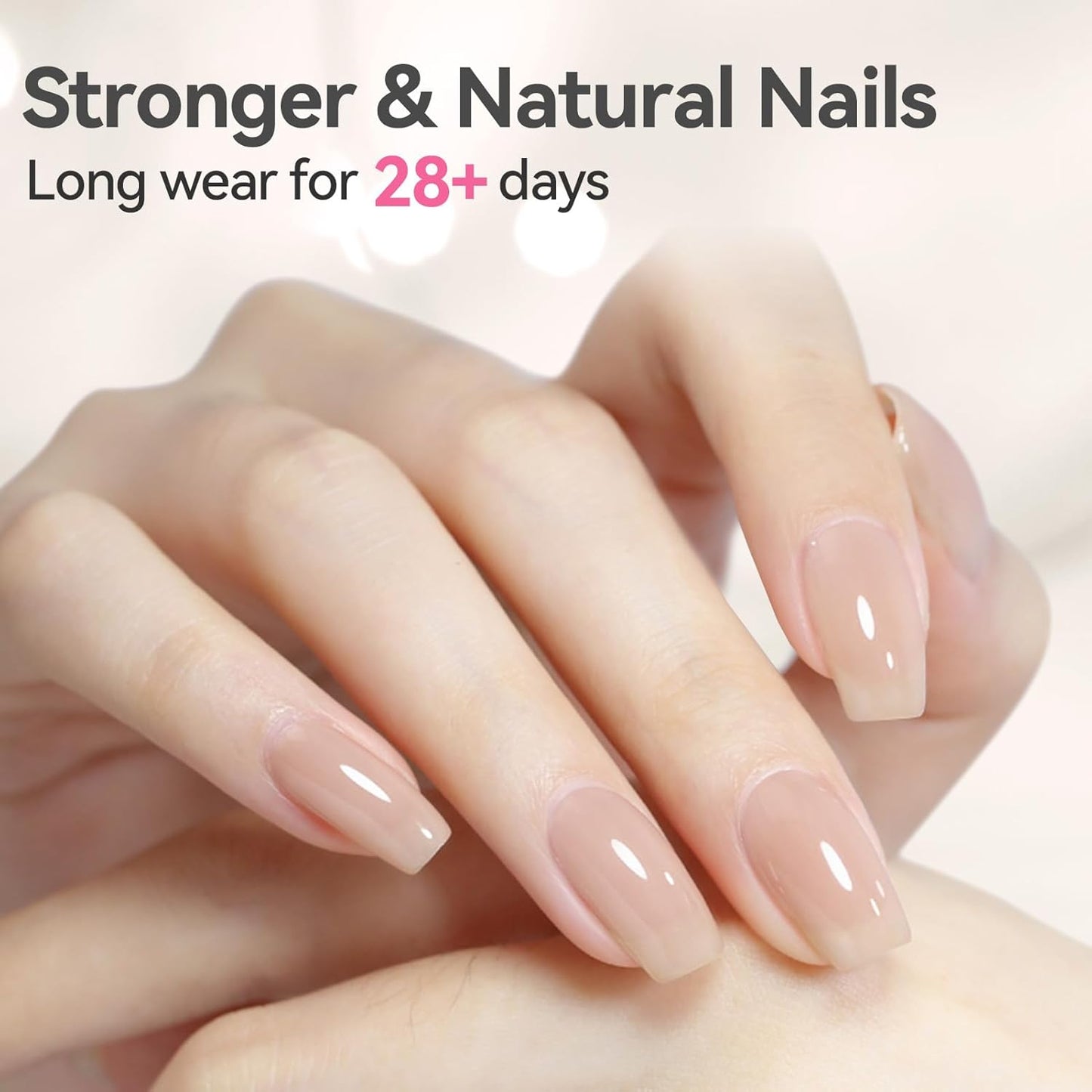 BORN PRETTY Builder Gel for Nails, 8-in-1 Extension Gel Strengthener Gel Hard Builder Nail Gel Base Top Gel, Natural Nude Gel Builder Rhinestone Nail Glue Gel in A Bottle 15ML