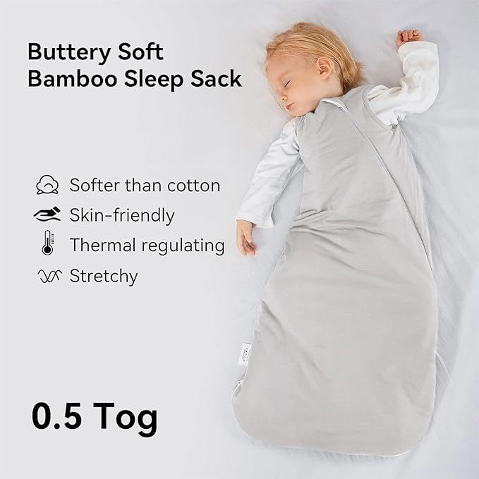 BubblePanda Rayon Made from Bamboo Sleep Sack 2t-3t 0.5 Tog Soft Lightweight Toddler Sleep Sack 24-36 Months for Babies 2-Way Zipper Wearable Blanket Baby 3t