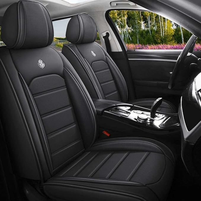 Leather Seat Cover for Ford Edge 2010-2026,Waterproof Soft Seat Covers,Interior Accessories Seat Covers Cushion Vehicle Protector Airbag Compatible(Classic Black,Full Set)