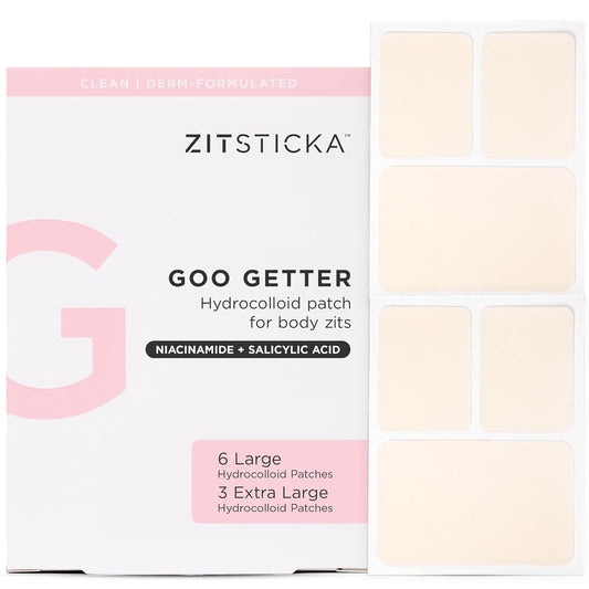 ZitSticka Pimple Patches for Face and Body, Goo Getter Hydrocolloid Patches to Cover Zits & Blemishes, Acne Patches or Zit Spot Stickers, Body Blemish Patch (Body Patch 9 Pack)
