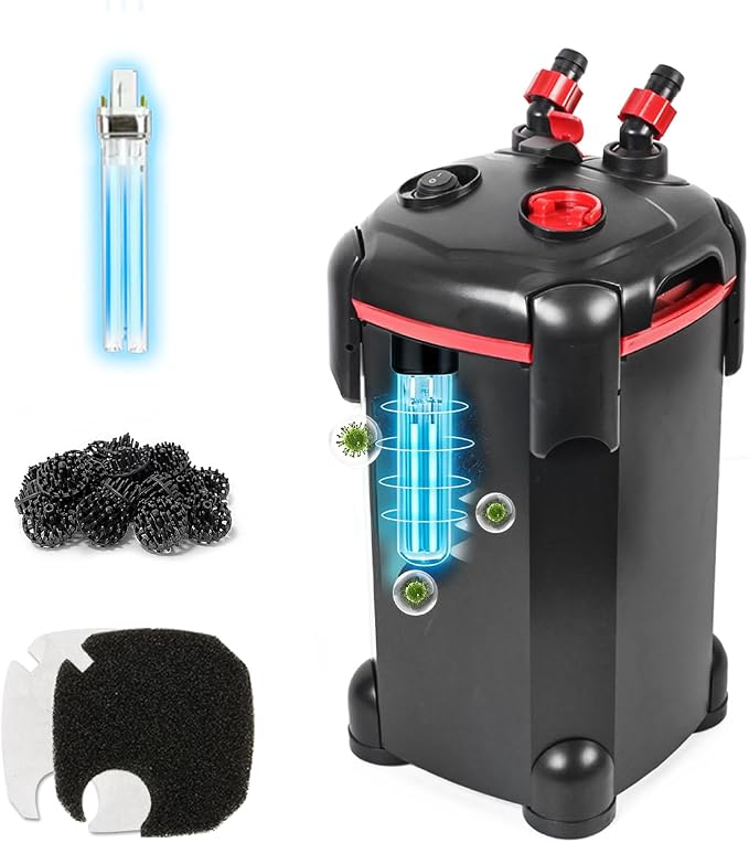 264GPH Canister Filter, 3-Stage External Aquarium Filter Ultra-Quiet Water by PONDFORSE