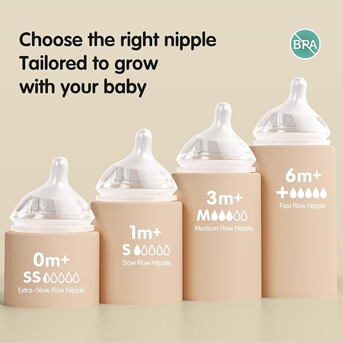 Silicone Natural Response Nipples, Fast Flow (L), 6+ Months, 4 Counts