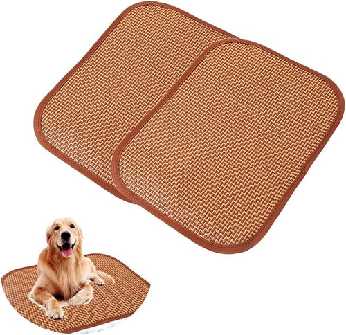 2 Pack Cat Cooling Mat Self Cool Pad Seats Summer Bamboo Rattan Woven Sleeping by Unknown