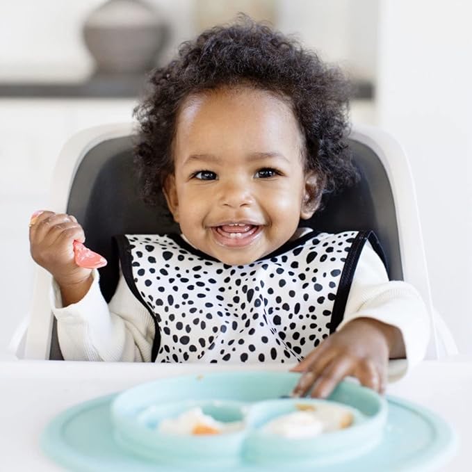 BapronBaby Organic Dot Bapron - No Neck Tie Safer Bib for Baby & Toddler - Soft Waterproof Stain Resistant - Machine Washable - Sz Baby/Toddler 6m-3T