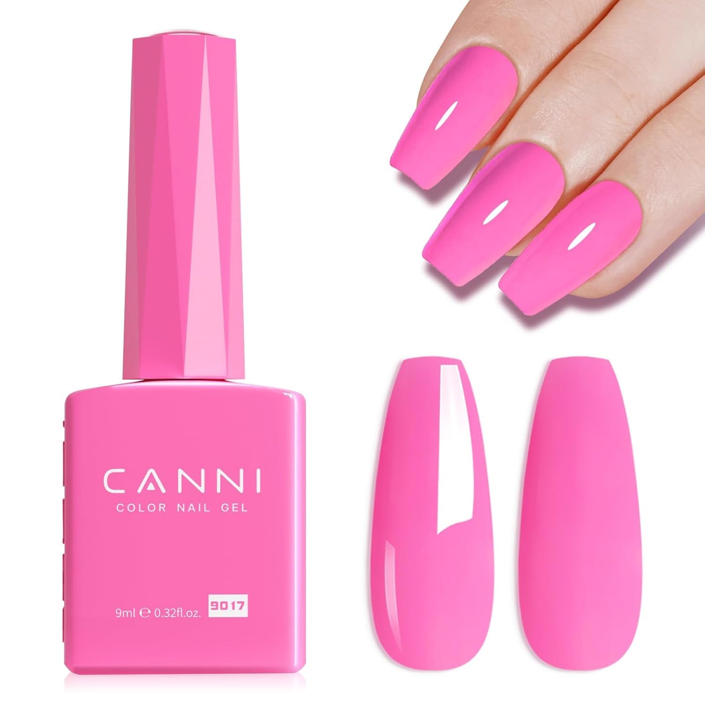 CANNI Hot Pink Gel Nail Polish – 9ml Soak Off UV LED, Long Lasting High Gloss for DIY & Salon Use For Women