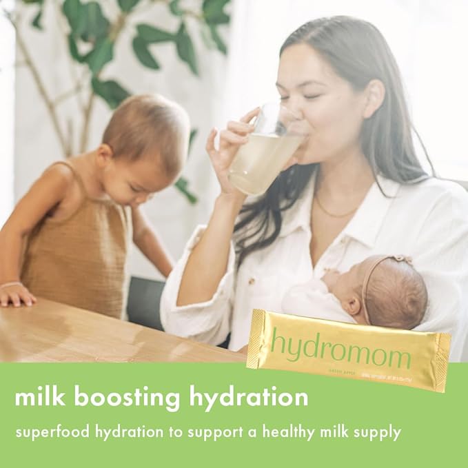 Boobie Hydromom Superfood Electrolyte Drink Mix, Green Apple | Refreshing Energy & Hydration Boost for Mamas | On-The-Go & Travel Essentials for Pregnancy, Lactation, & Beyond, 15 Packets