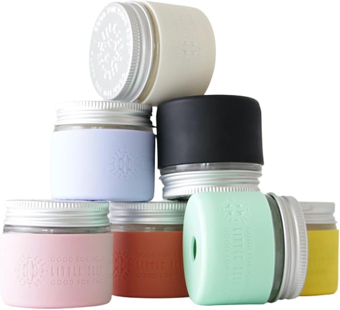 Little Seed Farm Protective Silicone Sleeves for Jars - 2-Pack - Pastel Green